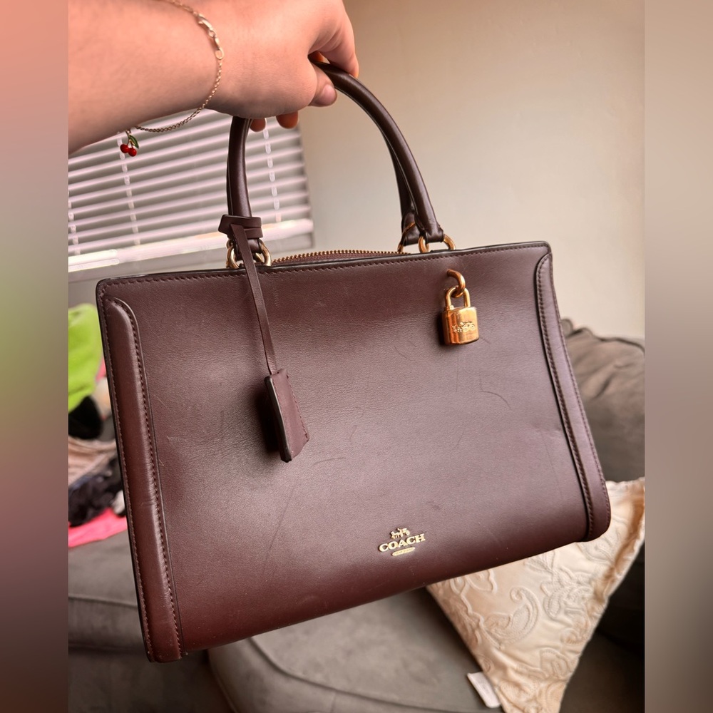 Coach Zoe Carryall Oxblood Leather Satchel